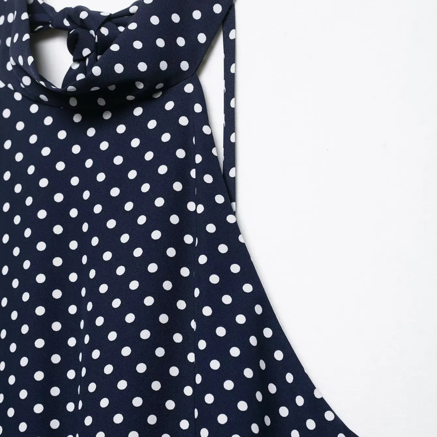 Zara | Sukienka Midi w Groszki z Wiązaniem na Szyi i Paskiem