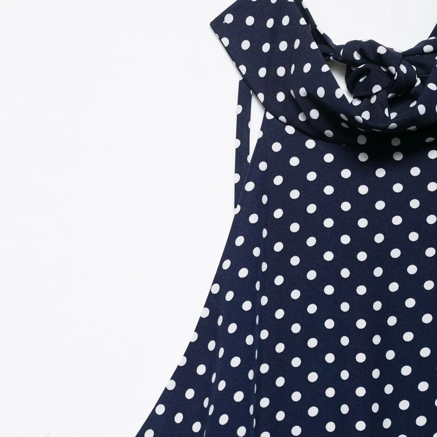 Zara | Sukienka Midi w Groszki z Wiązaniem na Szyi i Paskiem